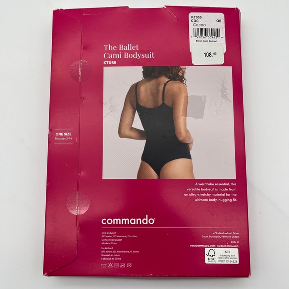 Commando Bodysuit Women OS Cocoa The Ballet Cami Bodysuit KT055 Sleeveless Brown